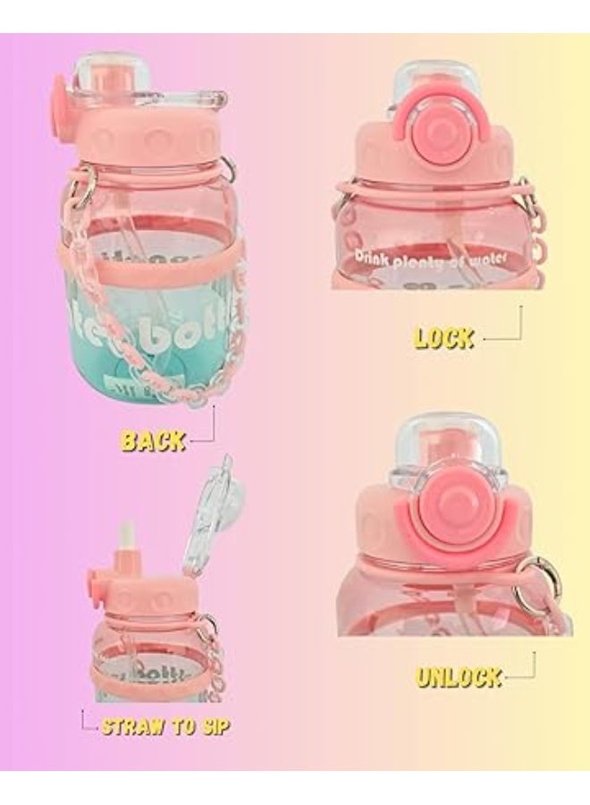 MINIIMODZ Kids Chain Design Handle Water Bottle with Straw | 700 ml water bottle Best for School, Walks & Picnics - Image 3